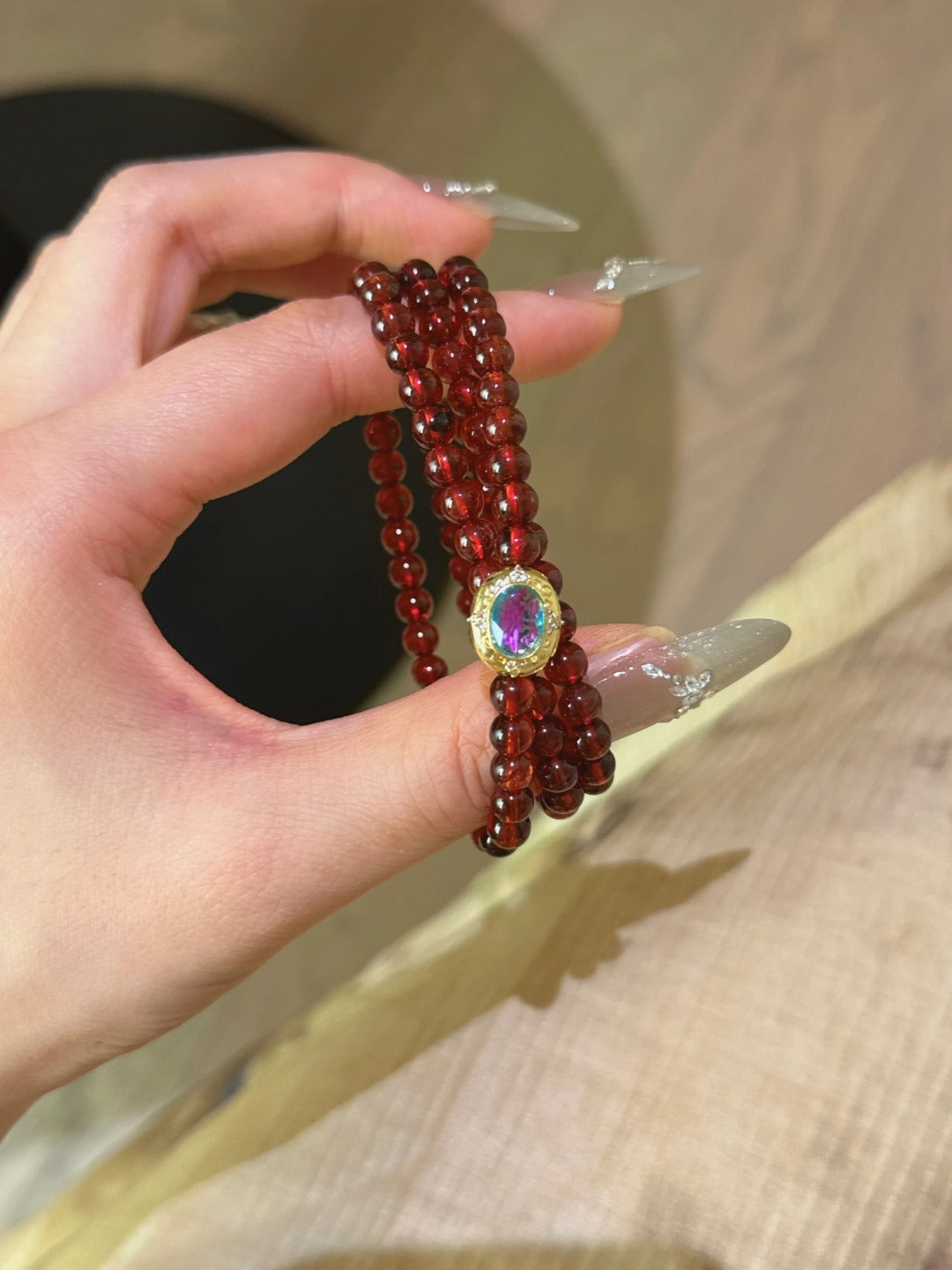 ▫️▪️ Garnet blue magic box multi-loop bracelet